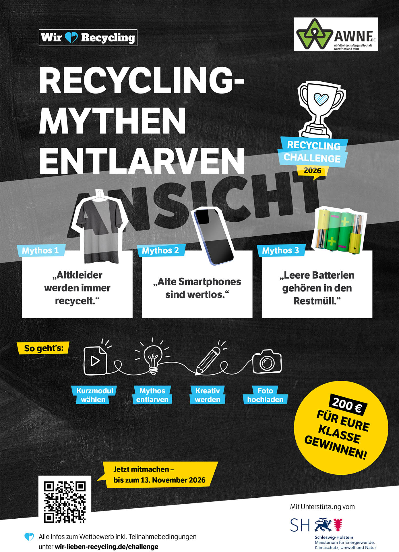 Banner: "Ab 2023 im To-go-Bereich: Mehrweg wird Pflicht!" mit Symbolen für Mehrwegbecher und Besteck sowie dem Logo der Wirtschaftsförderung Nordfriesland.