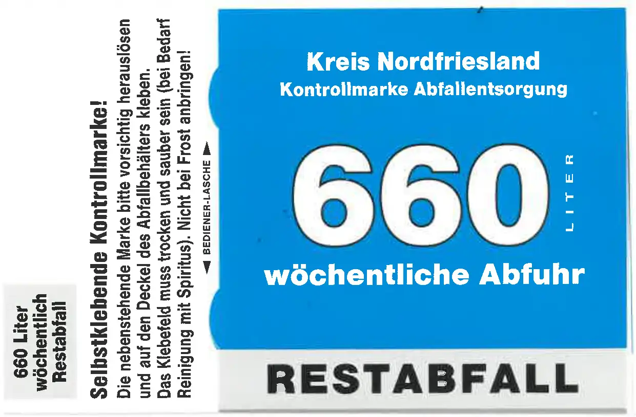 Kontrollmarke Abfallentsorgung Restabfall 660L